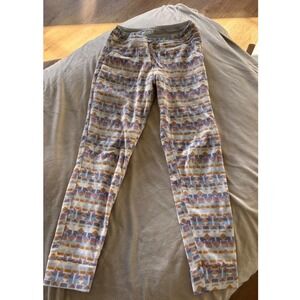 Patagonia Women S Fleece Snap-T Fleece Pants XS Geometric Print Drawstring Waist